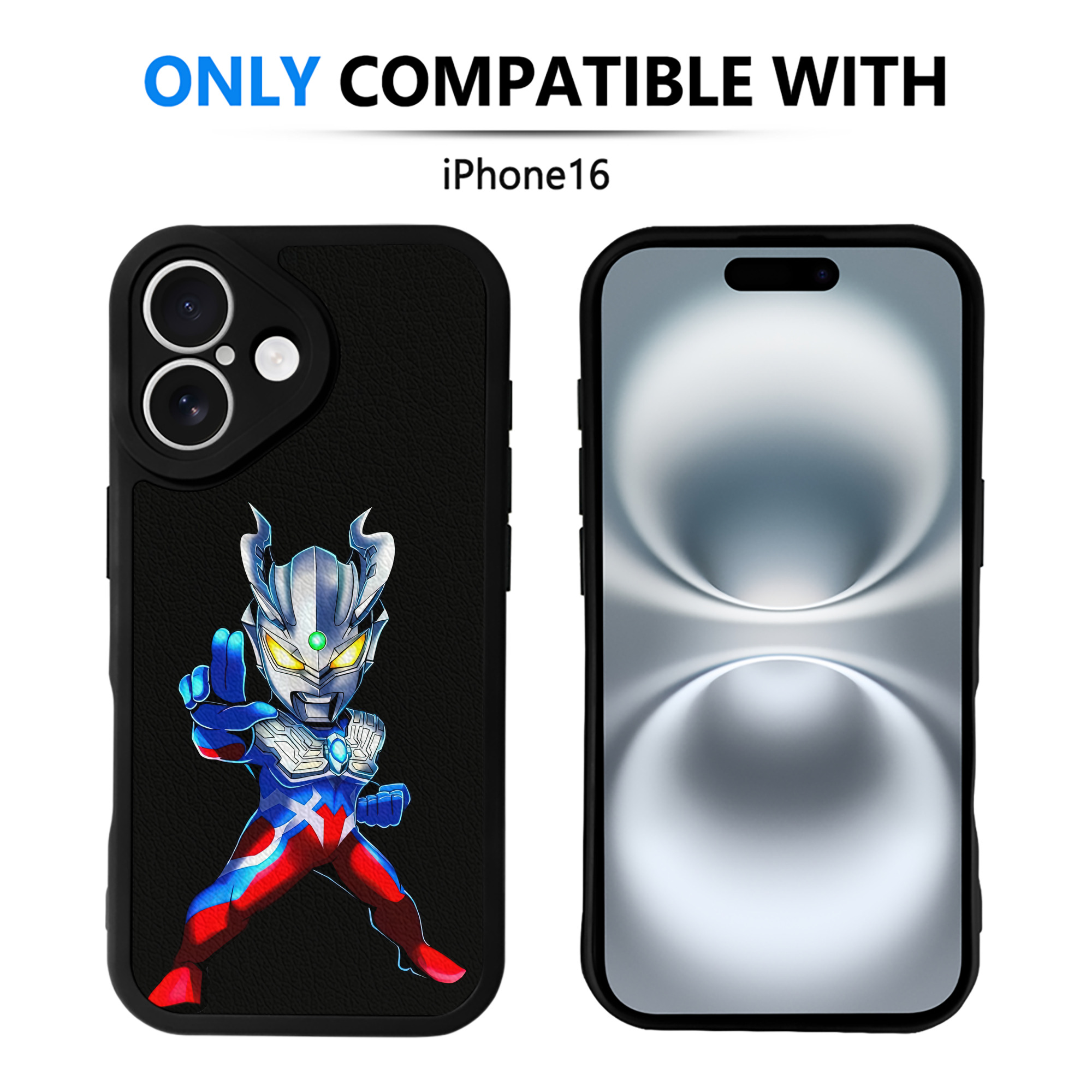 （画像用） ウルトラマン Ultraman 【iPhone 16シリーズ対応】シリコンスマホケース（レザー調） 材質：シリコン